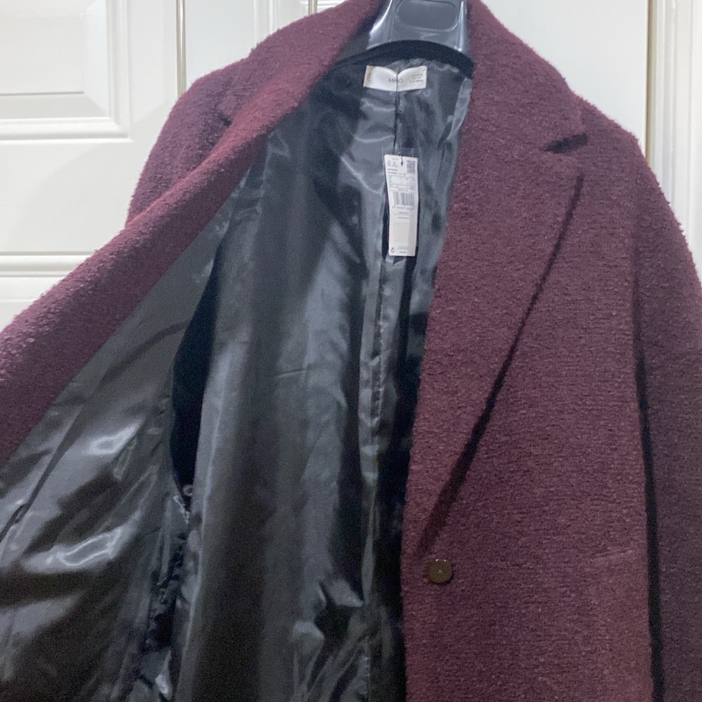 New with tag Mango burgundy Coat - Picture 10 of 16